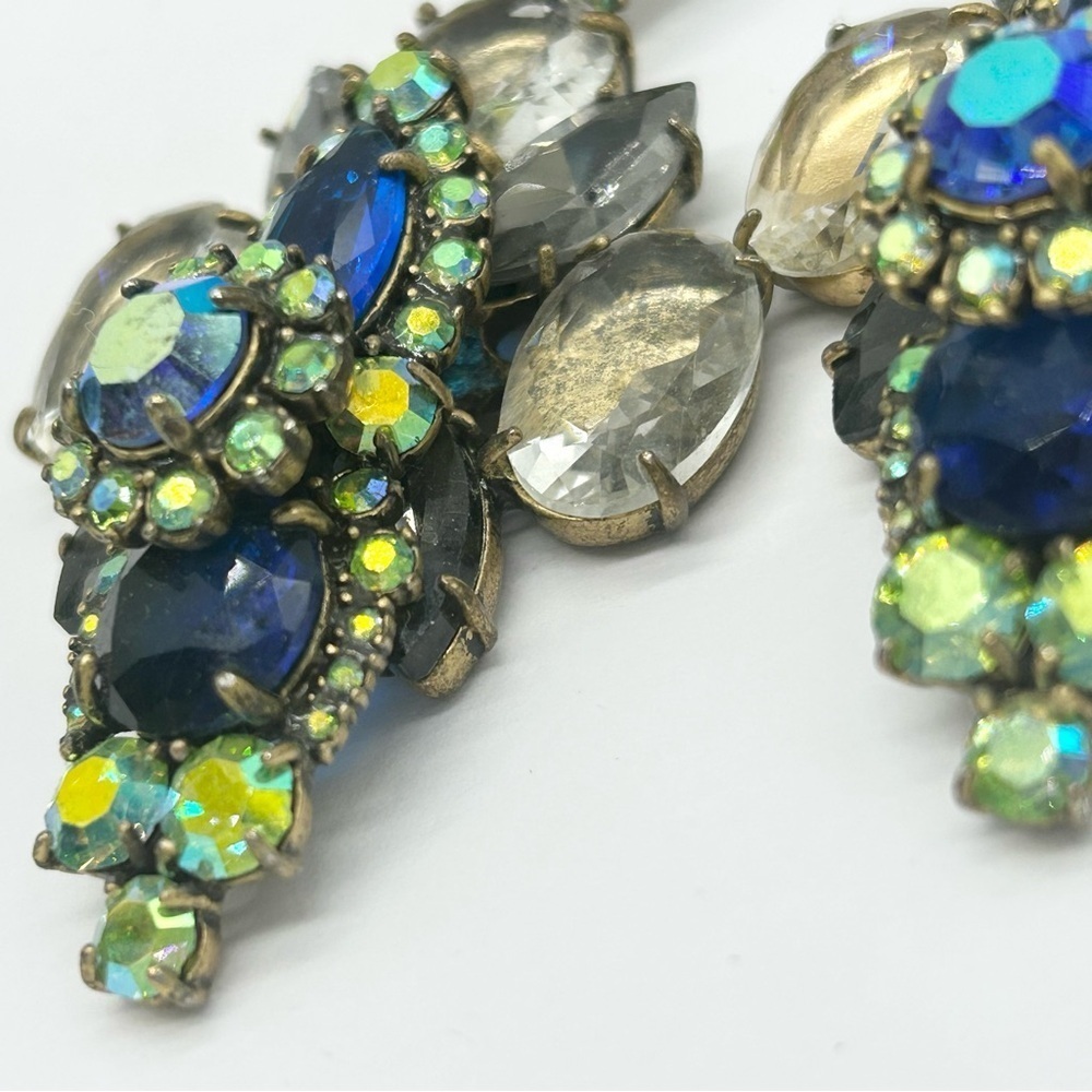 J. Crew Riviera Blue Green Crystal Drop Earrings - Picture 3 of 5